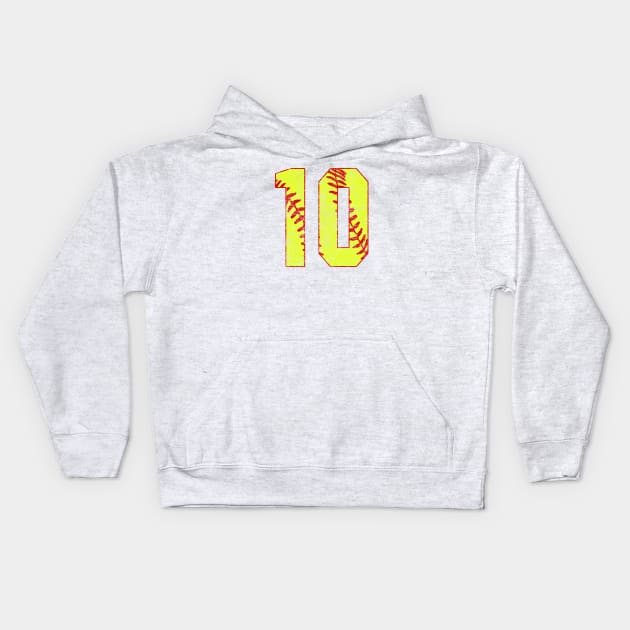 Fastpitch Softball Number 10 #10 Softball Shirt Jersey Uniform Favorite Player Biggest Fan Kids Hoodie by TeeCreations